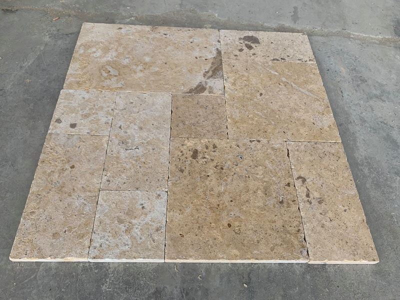 tumbled limestone french tiles for kitchen floor