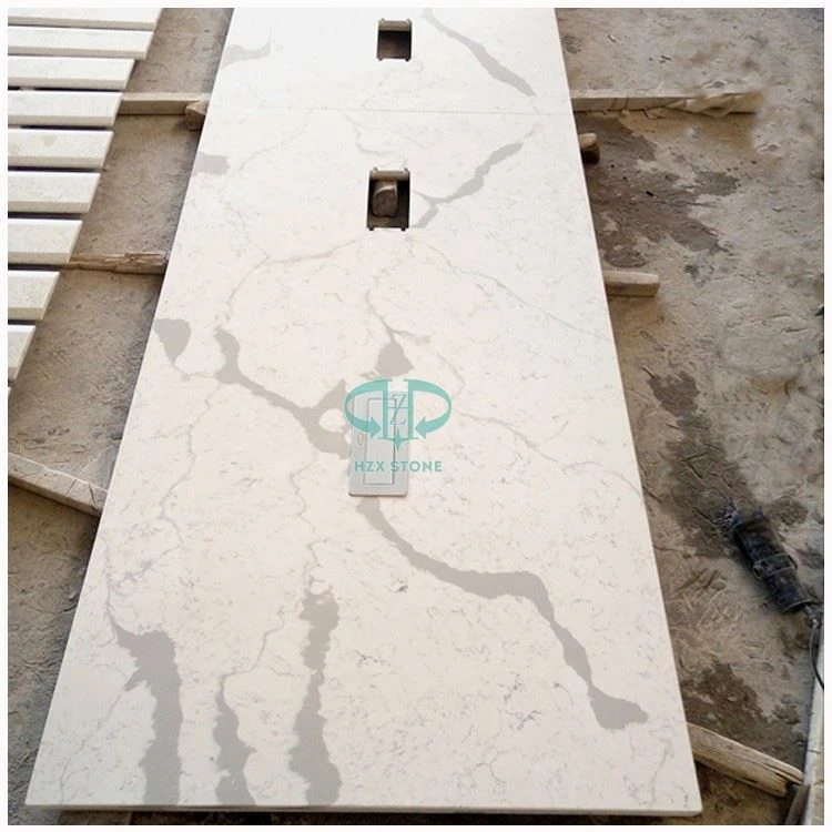 White Calacatta Quartz Stone Kitchen Countertops