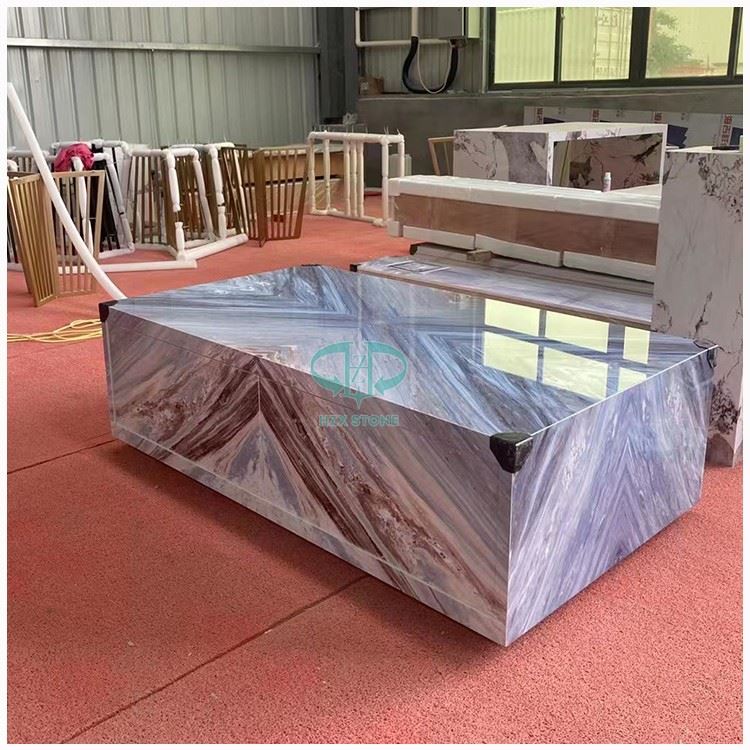 Rectangular Blue Marble Coffee Table