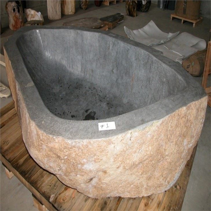 Natural Black Basalt Bathtub