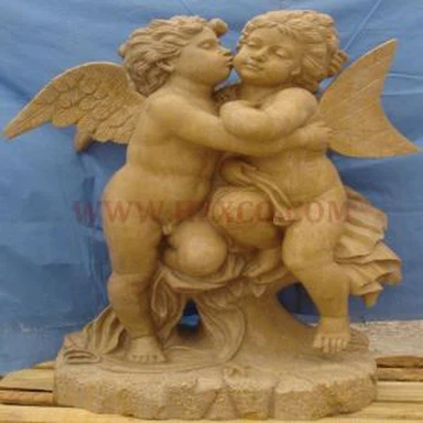 Escultura de anjo de arenito amarelo