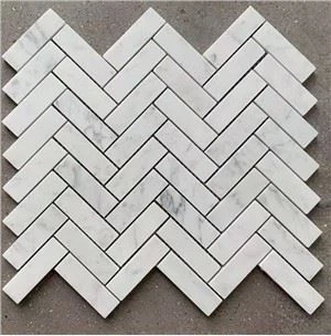 Carrara Herringbone Stone Mosaic