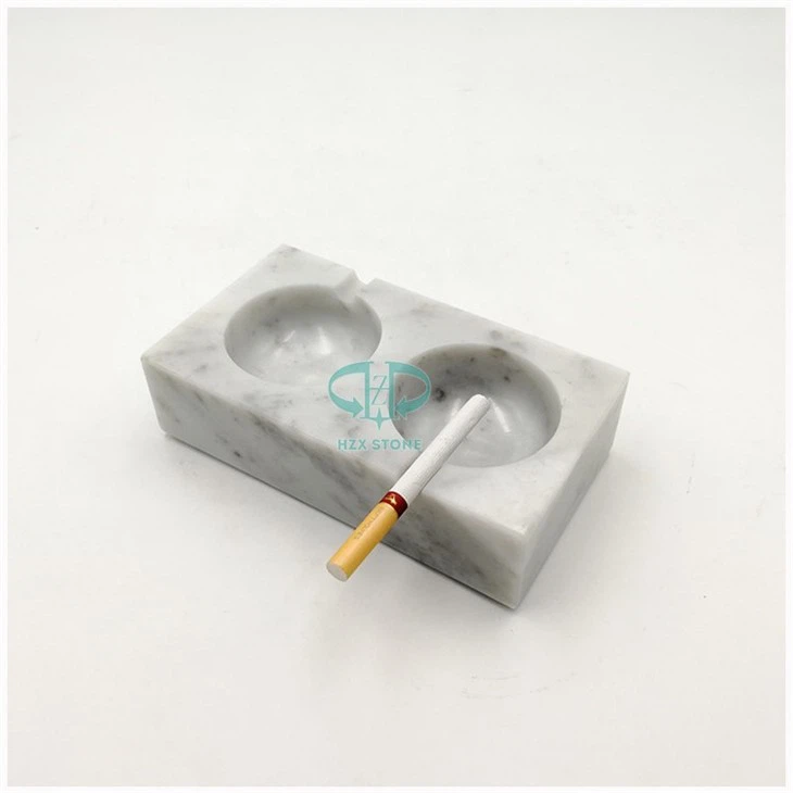 White Marble Squre Double Ashtray