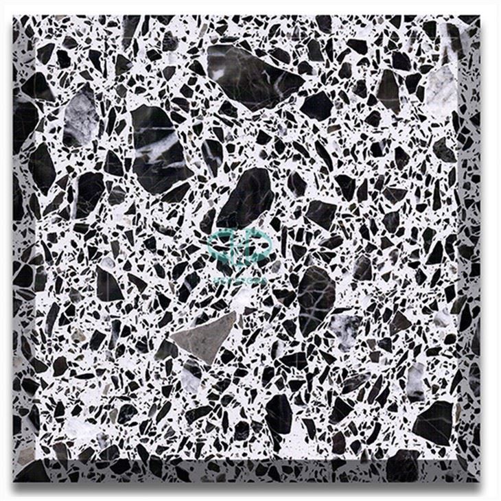 Azulejos terrazzo preto e branco